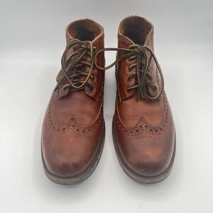 FRYE Mens Leather‎ Chukka Cognac Colored Ankle Boots Size 10D Laced Vintage